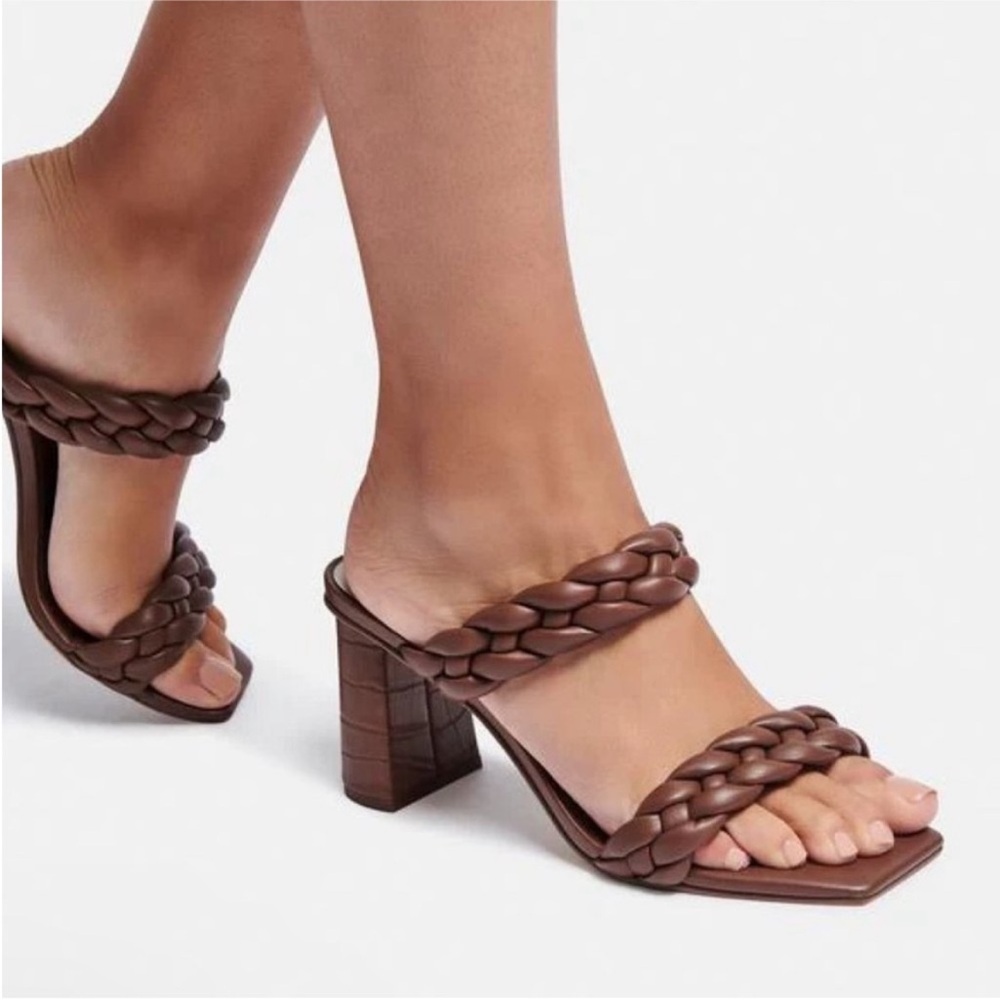 Dolce Vita “Paily” Brown Braided Block Heel Sandals